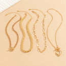 4Pcs Multilayer Goth OT Buckle Love Heart Pendant Choker Necklace for Women Punk CCB Beads Chain Neck Jewelry Accessories Gift