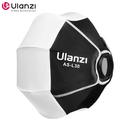 Ulanzi AS-L30 30厘米灯笼柔光箱，带Mini Bowens卡口快速释放球形柔光罩，适用于Ulanzi LT028 LT005 COB补光灯