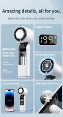 4000mAh Rechargeable Handheld Turbo Fan 199 Gear Wind Speed Semiconductor Refrigeration Cooling Fan Portable Personal Fan