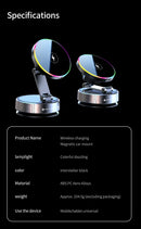 Cooling Magnetic Car Wireless Charger Car Phone Holder Mount Fast Charging for iPhone 15 14 13 Pro Suction Cup Vacuum Foldable
