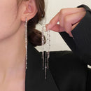 Trendy Long Tassel Sparkling Drop Earrings For Women Girls Korean Shiny Elegant Heart Dangle Earrings Fine Jewelry Wedding Gift