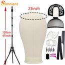 New Training Mannequin Head Canvas Block Head Display Styling Mannequin Manikin Head WigTripod Stand Free T Pins Wig Install Kit