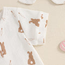 Toddler Boy Easter Casual Romper Short Sleeve Chick Print Jumpsuit with Matching Hat and Socks Set