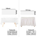 Disposable Table Skirts with Tablecloth Ruffled Plastic Table Skirt for Wedding Party Birthday Business Events Baby Shower White