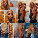 Ginger Brown 13X6 Lace Front Human Hair Wigs Honey Blonde Body Wave Lace Front Wig for Women Pre-Plucked Remy Human Hair Wig