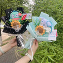 Genuine Sanrio Plush Toy My Melody Kuromi Cinnamoroll Hellokitty With Crochet Flowers Handmade Bouquets Christmas Birthday Gifts