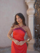 The Amalfi Hour | Colour-Block Scarf-Collar Maxi Dress