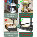 2-level metal storage rack under the sink, with sliding drawer