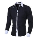 Men Long Sleeve Shirt 2025 Spring Striped Shirts Slim Fit Male Casual Social Patchwork Shirt Turn-down Collar Camisa Masculina