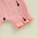 Toddler Boys Easter Outfits Bunny Print Short Sleeve Rompers Summer Clothes Jumpsuits with Carrot Applique