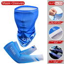 2Pcs Set Summer Ice Silk Cycling Arm Sleeves Breathable Bandana Mask Combination Suit Elastic Cold UV Sun Protection