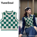 Y2K Aesthetic Vintage Sweater Vest 2023 New Loose Knitted Female Waistcoat Printed Sleeveless Loose Casual Oversized Tops
