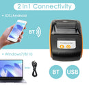 Receipt Printer 58mm Mini Thermal Printing Wireless BT USB Mobile PrinterCompatible with Android/iOS/Windows System