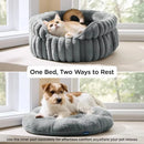 Round Cat Bed with Raised Rim & Removable Cushion, Anti-Slip Soft Plush Pet Bed for Indoor Cats & Small Dogs, Machine Washable Cozy Donut Sleeper for Bedroom & Living Room