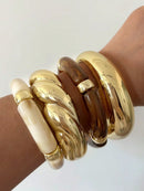Vintage Minimalist Resin Acrylic Bracelet Bangle Set 4Pcs Stackable Women Daily Holiday Gift New Arrival 4PCS