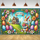 Easter Happy Theme Party Decoration Backdrop Spring Grass Flowers Rabbit Easter Egg Party Supplies Decorations Banner Gift