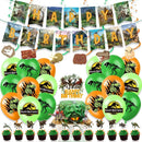New Jurassic Dinosaur Theme Disposable Tableware Cup Plates Children's Birthday Party Dinosaur Latex Balloon Banner Decoration
