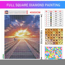 AZQSD 5D Diamond Art Painting Kits Seaside Sunset Bridge Picture Of Rhinestones Diamond Embroidery Scenic Mosaic Love Home Decor