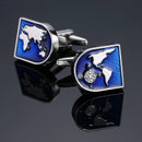Luxury men's French shirt cufflinks classic round blue black stars rudder cuff buttons suit accessories jewelry gifts wholesale