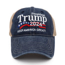 时尚唐纳德·特朗普2024帽子美国棒球帽让美国再次伟大平沿帽总统帽刺绣时尚男女遮阳帽