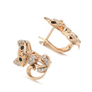 Kinel New 585 Rose Gold Cute Cat Earrings for Women Micro Wax Inlay Natural Zircon Earring Fashion Birthday Party Girl Jewelry