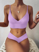 Military Green Double Layer Mid-Waist Bikini Sets Swimsuit Women Sexy Lace Up Two Pieces Swimwear 2025 New Beach Bathing Suits
