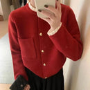 The 'Amour' Heart-Button Knit Cardigan