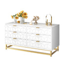 Black 6 Drawer Dresser for Bedroom, Wood Chest of Drawers with Metal Legs, Modern Storage Dresser Chest Cabinet Organizer
