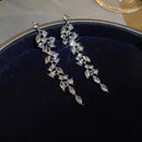 Two Tone Leaf Women's Carbon Zircon Long Earrings Color Jewelry Wedding Event Pendant Style Gift Wholesale New Fashion Shiny