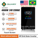 SUMRY 4KW 4.5KW 6.5KW 离网太阳能逆变器 24v 110/120v/230V纯正弦波 MPPT 太阳能充电 55-350VDC LCD 混合逆变器