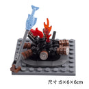 MOC Medieval Castle Building Blocks kit Tent Campfire Siege Car Hanging Cage Trial Bench Guillotine Weapon Toys Gifts Mini Brick
