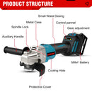 ONEVAN 5 Inch 125mm Brushless Electric Angle Grinder 6 Speed Cordless Polisher Multifunction Power Tools For Makita Battery Pin