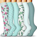 6 PAIRS Compression Socks Flowers Animal Fruit for Men Women Running Nurse Socks Nurses Sport Ladies Lady Womens Running