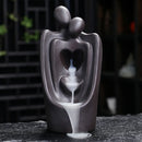 1pc, Lover Couple Ceramic Sandalwood Backflow Incense Burner, Home Decor Waterfall Incense Burner Valentine's Day Gift