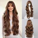 EASIHAIR Light Orange Synthetic Wigs Long Wavy Ombre Natural Hair Wigs with Bangs for Women Cosplay Lolita Wig Heat Resistant