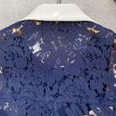 The Nocturne | Navy Lace Patchwork Retro Midi Dress