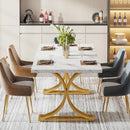 Tribesigns 63-Inch Rectangular Dining Table for 4 to 6, Modern Kitchen Table with Faux Marble Table Top, White Dinner Tables