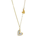 ANENJERY L316 Stainless Steel White Shell Heart Pendant Necklace for Women Dainty Simple Tender Clavicle Chain Jewelry Gift