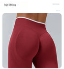 New Women's Color Blocking Yoga Leggings Seamless Knited Tights High Waist Hip Liftting Gym Workout Solid Color Sports Pants