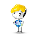 Silver Plated Boy Girl Couple Lovers Beads Charms Zirconium Dangle Fit Original Pandora Bracelet Necklace Jewelry Women