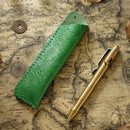 Genuine Leather Pencil Bag with Flower Embossed Leather Boy's and Girl's School Students Pen Holder Simple Retro Pencil Bag