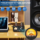 AIYIMA T9 HiFi Bluetooth 5.0 Vacuum Tube Amplifier USB DAC Stereo Amplificador COAX OPT Home Audio Power Amplifier VU Meter 100W