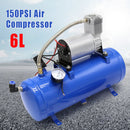 气泵 DC 12V 150psi 气泵系统带通用 6 升储气罐火车气喇叭套件气喇叭套件