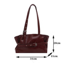 Luxury Wine Red Underarm Bag for Women Autumn/Winter Retro Commuter Shoulder Bag Casual Large Capacity Rivets Belt Totes