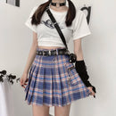 Harajuku Plaid Skirt Women Punk y2k High Waist Mini Tennis Skirts Uniform Chain Pocket A-line Streetwear Vintage Free Belt