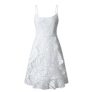 BKLD 2024 Spring Summer Fashion Printed Ruffles Spaghetti Strap Short Dresses Clothes For Women Night Club Outfits White Dress