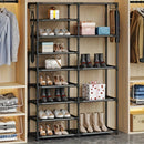 9-Tier Tall Shoe Rack, Large Capacity Organizer with Hooks, Vertical Free-Standing Heavy Duty Rack, Holds 24-35 Pairs, Black