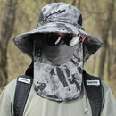 Outdoor Fisherman Hat Wide Brim Bucket Hat with Neck Cover Men Summer Breathable Mesh Sun Protection Visor Anti UV Cap Unisex
