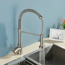 Brushed Nickel/Black Kitchen Faucet Single Handle High Arc Pull down Spray Sink Faucet with Lever Handle in Stainless Steelk