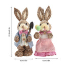 2Pcs Straw Easter Rabbits Decoration Foam Easter Bunny Ornament Statue Easter Party Crafts Photo Props Gift 25/35cm